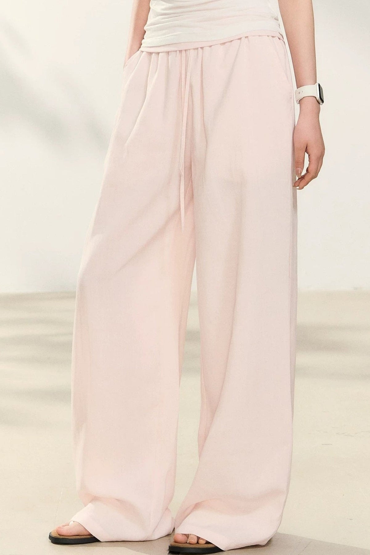 Light Pink Tencel Linen Parachute Pants