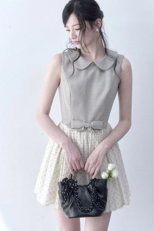 Light Tea Gray Polka Dot Dress