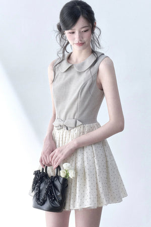 Light Tea Gray Polka Dot Dress