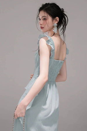 Light Teal Sheer Ribbon Dress Set