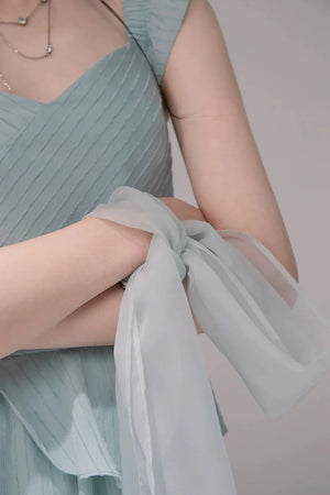 Light Teal Sheer Ribbon Dress Set