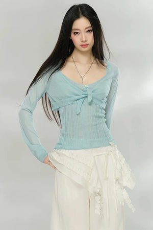 Lightweight Knit Vest Cardigan Set-Up