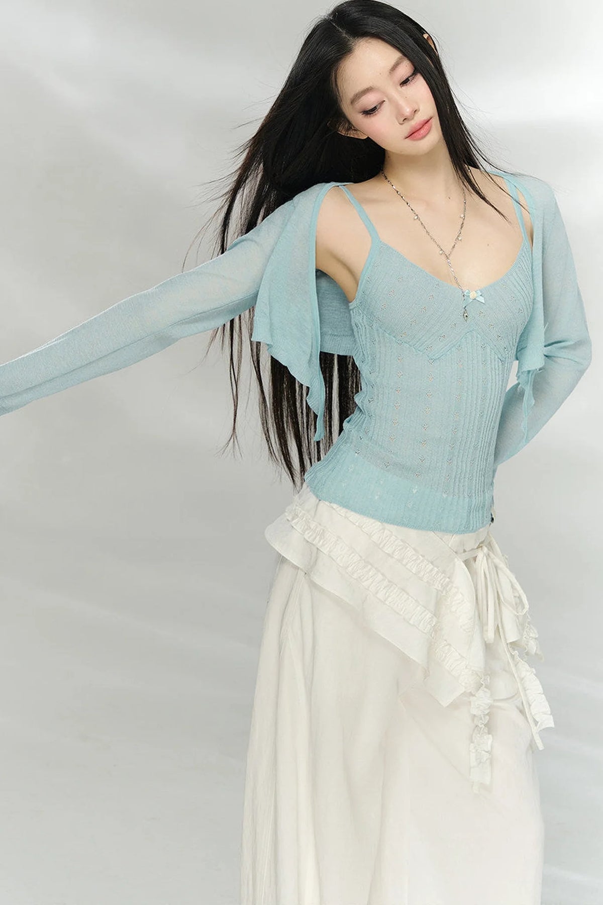 Lightweight Knit Vest Cardigan Set-Up