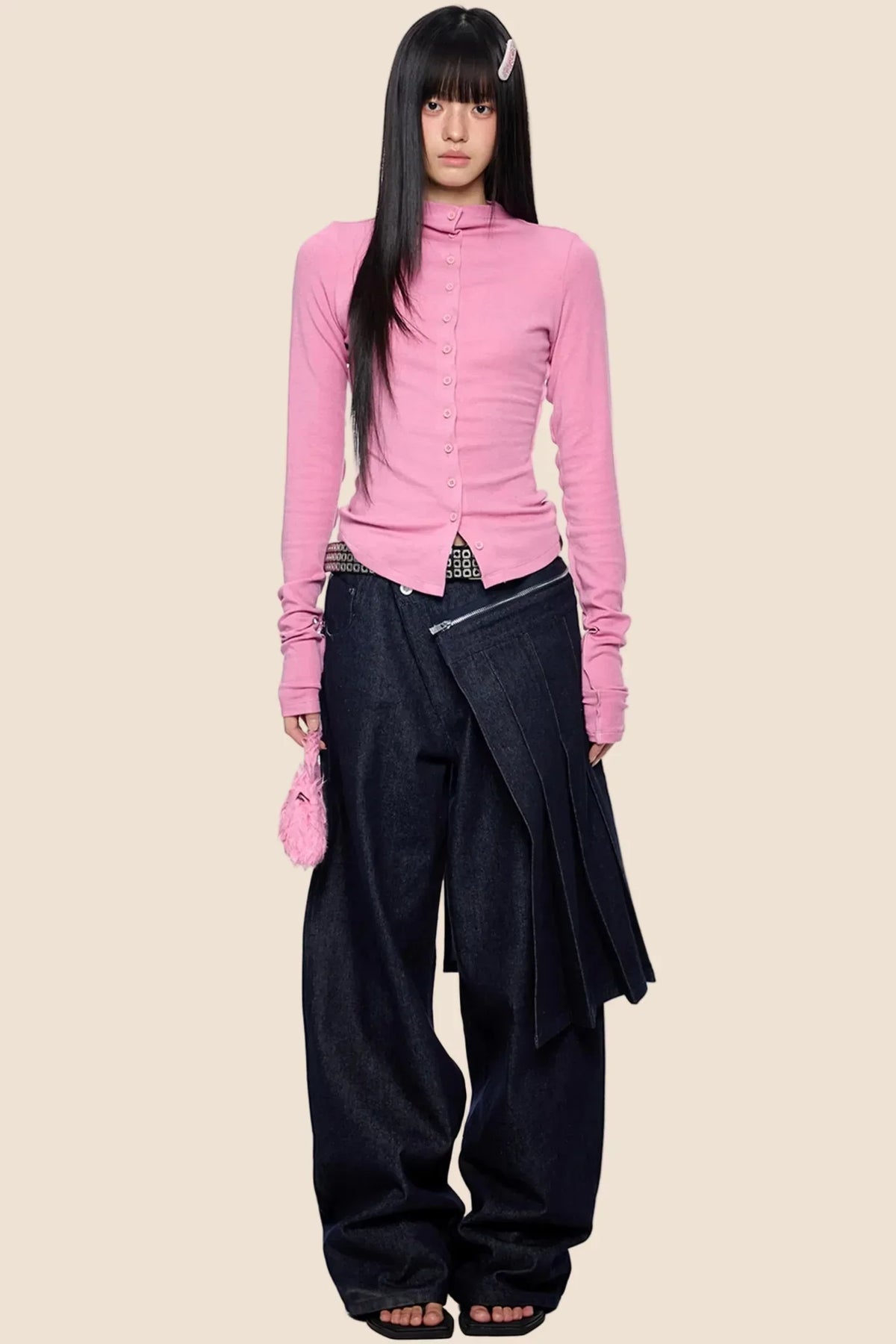Lightweight Pleated Cardigan