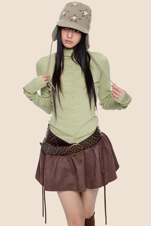 Lightweight Pleated Long-Sleeve T-Shirt