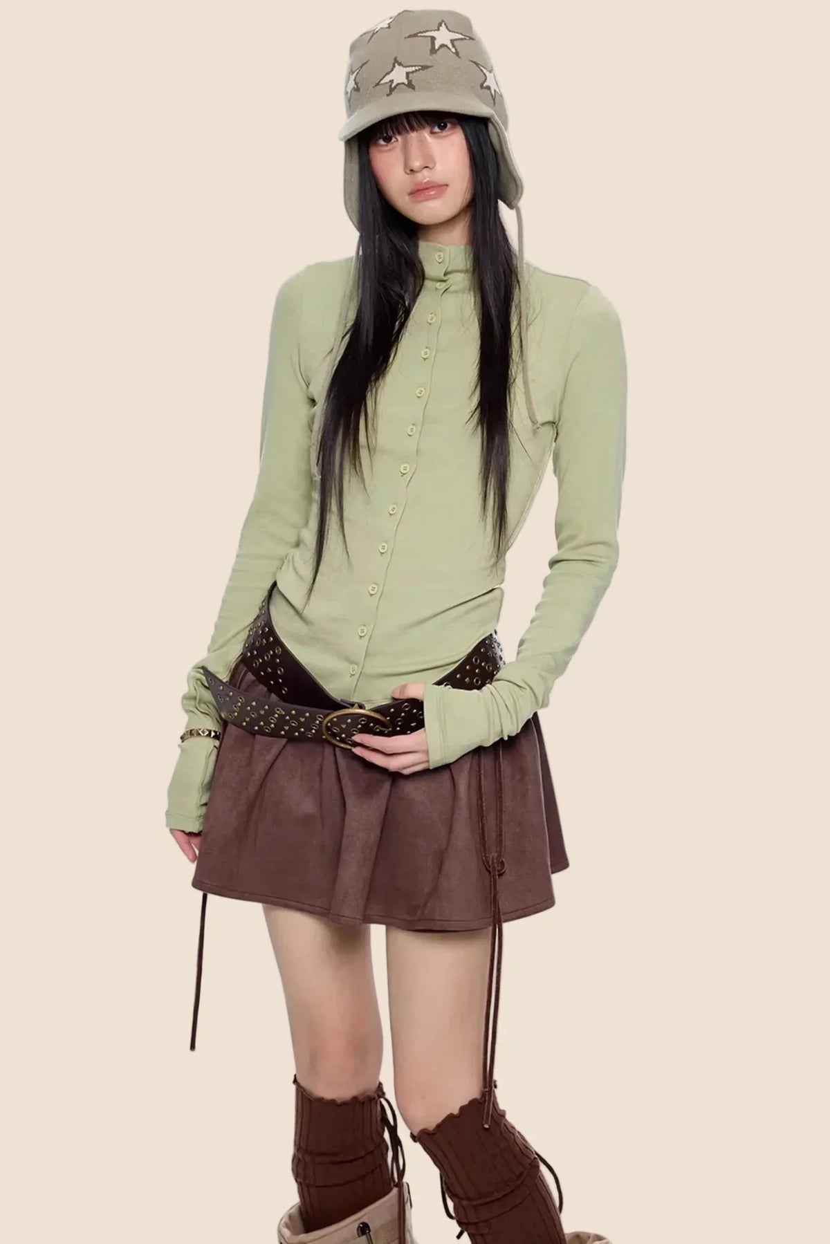 Lightweight Pleated Long-Sleeve T-Shirt