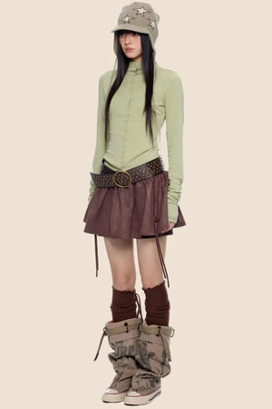 Lightweight Pleated Long-Sleeve T-Shirt