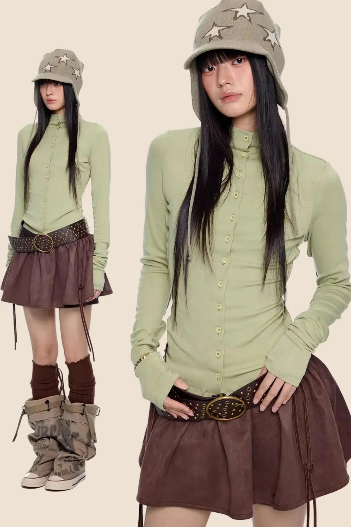 Lightweight Pleated Long-Sleeve T-Shirt