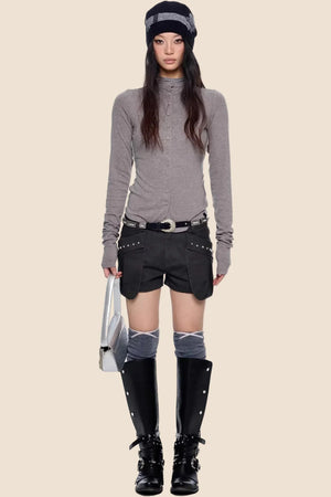 Lightweight Pleated Long-Sleeve T-Shirt