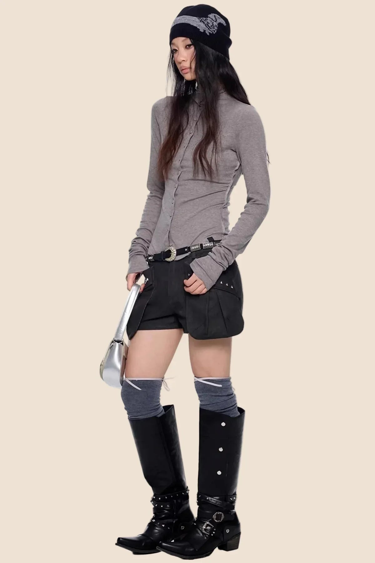 Lightweight Pleated Long-Sleeve T-Shirt