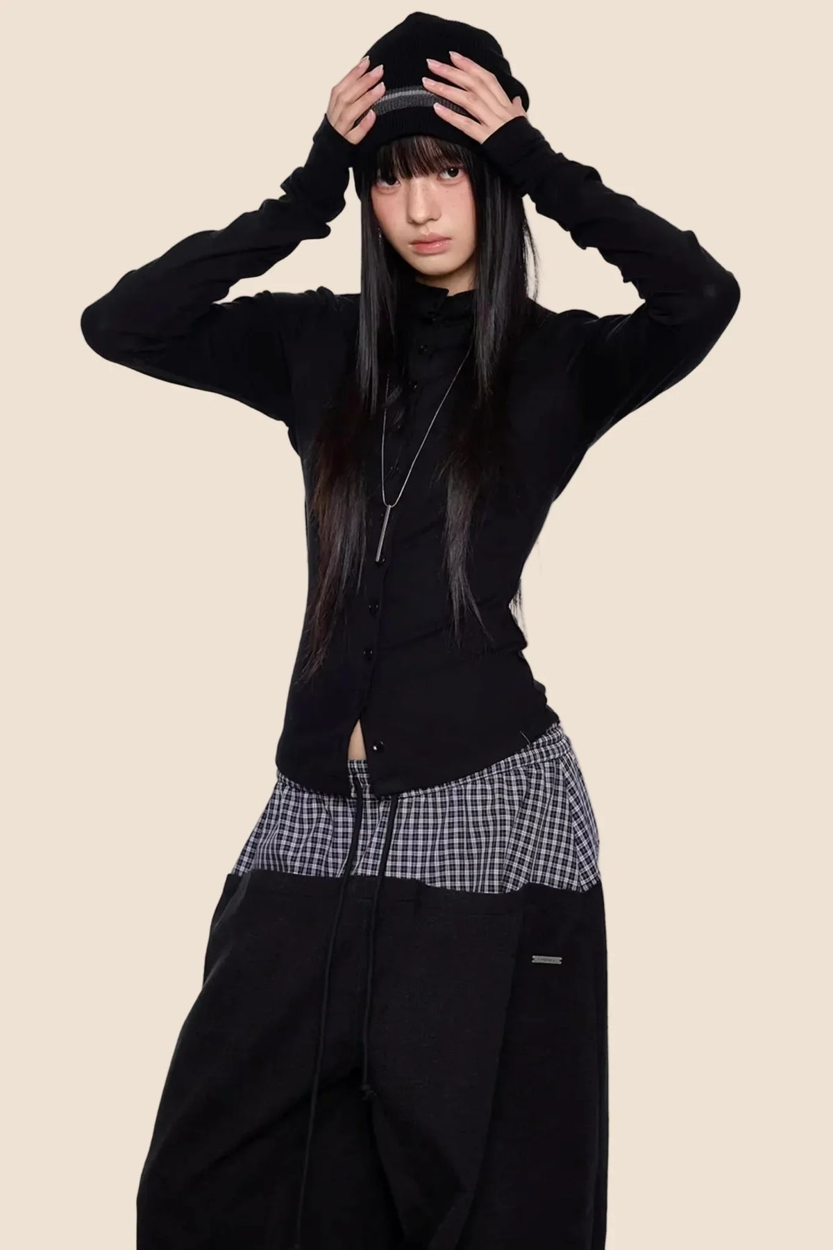 Lightweight Pleated Long-Sleeve T-Shirt