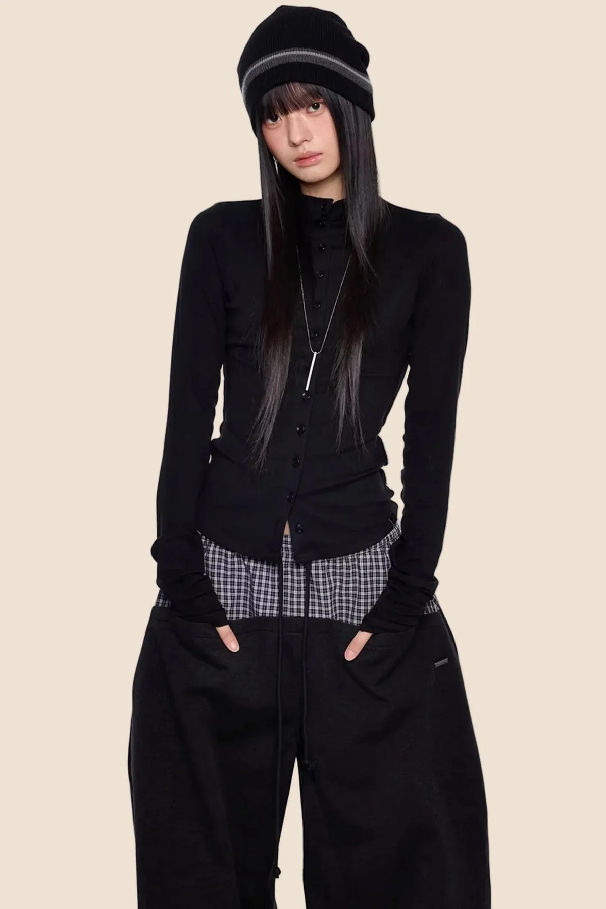 Lightweight Pleated Long-Sleeve T-Shirt