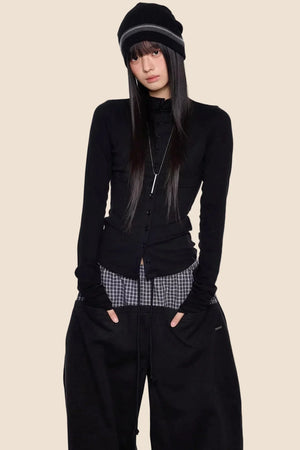 Lightweight Pleated Long-Sleeve T-Shirt