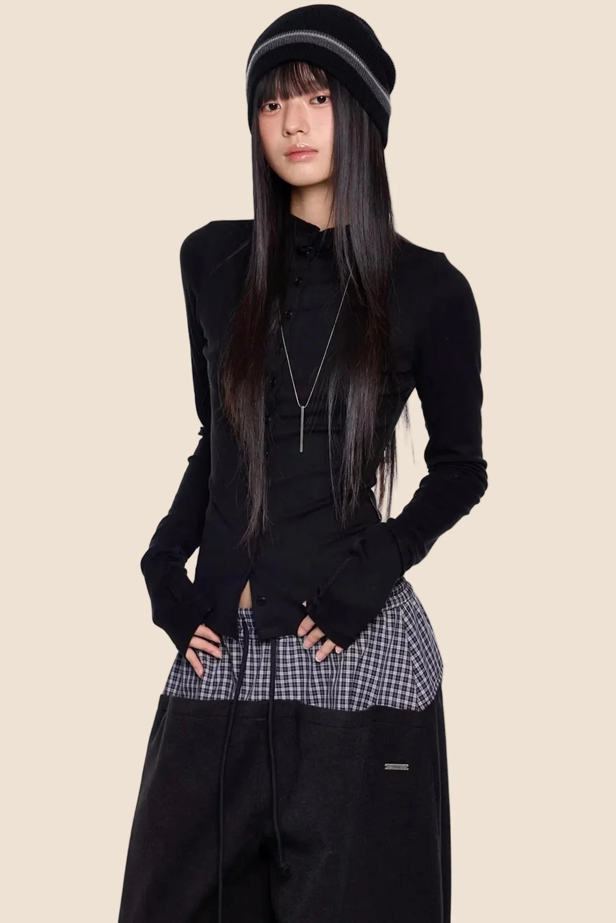Lightweight Pleated Long-Sleeve T-Shirt