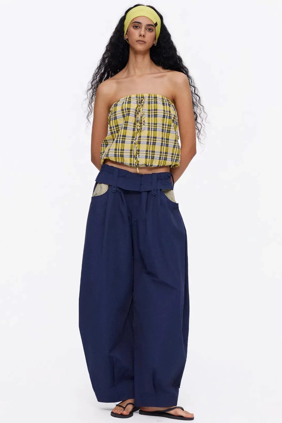 Lightweight Striped Tie-Front Top