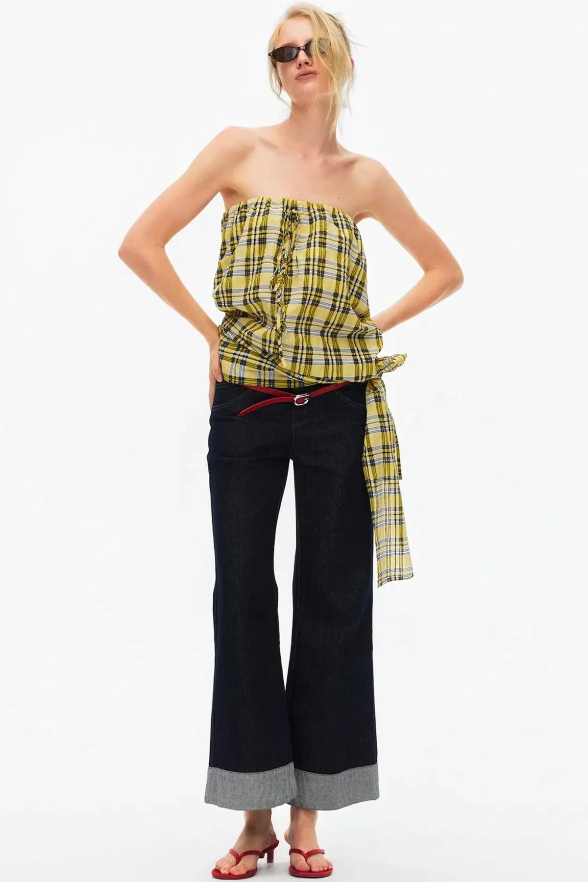 Lightweight Striped Tie-Front Top