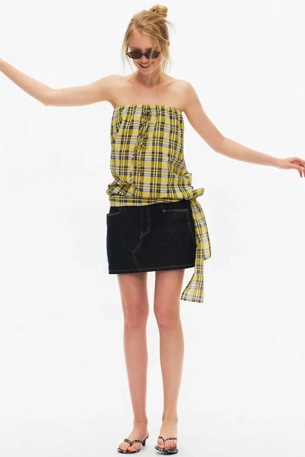 Lightweight Striped Tie-Front Top