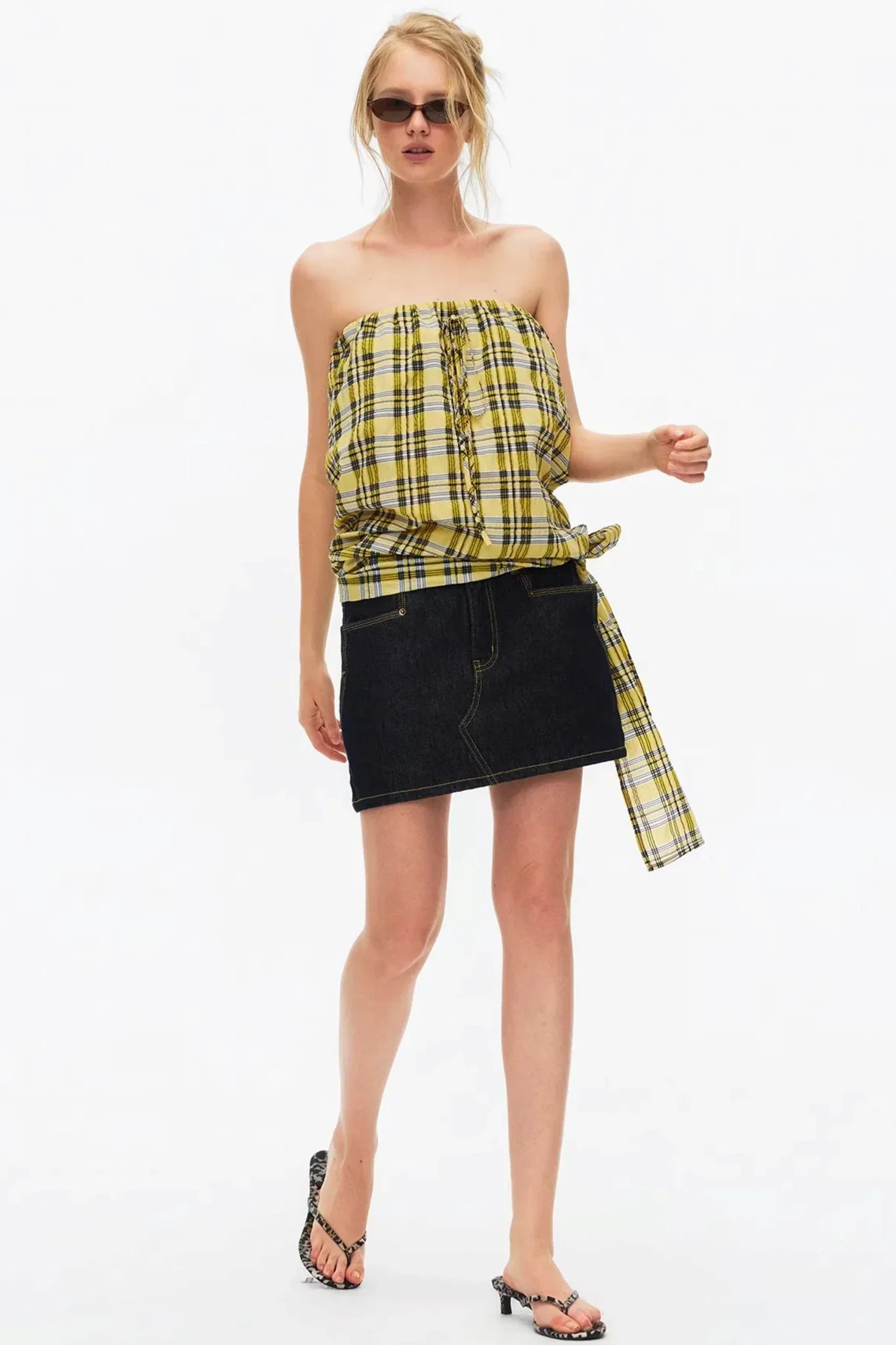 Lightweight Striped Tie-Front Top