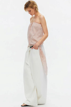 Lightweight Striped Tie-Front Top