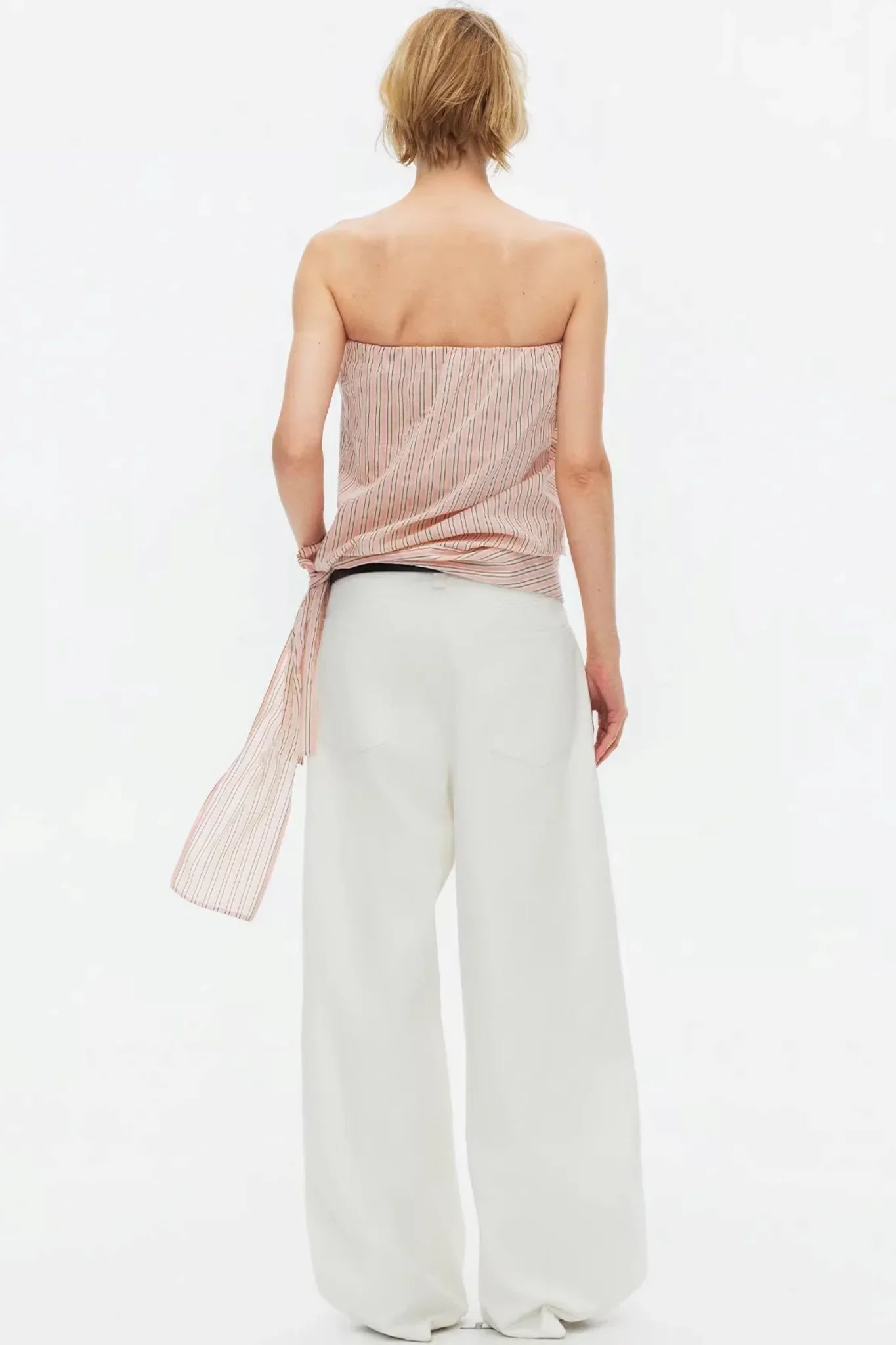 Lightweight Striped Tie-Front Top
