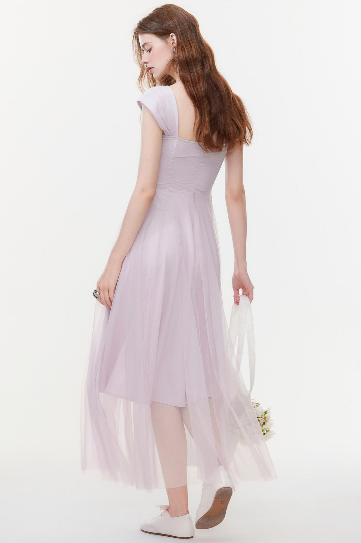 Lilac Square Neck Slim Dress