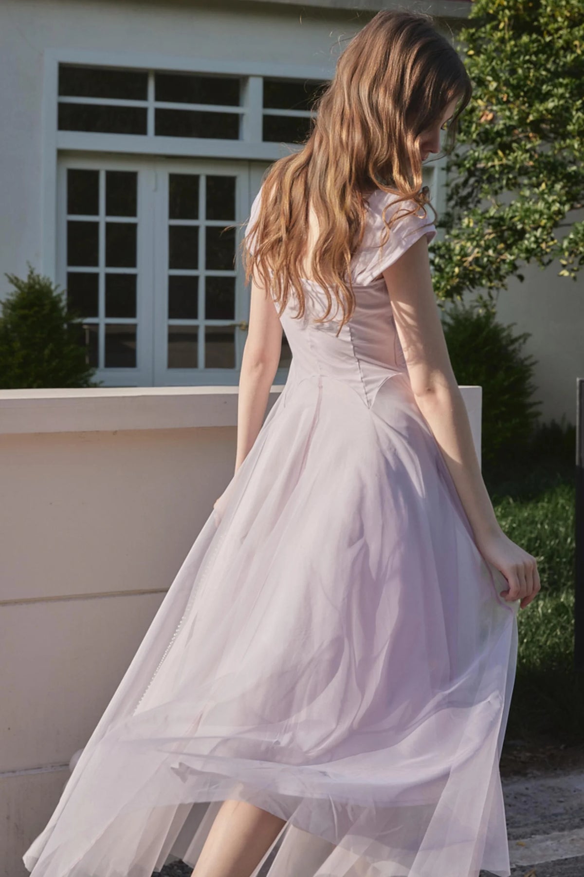 Lilac Square Neck Slim Dress
