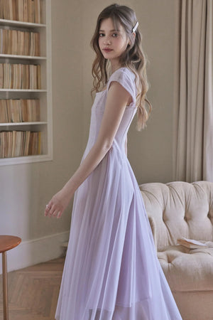 Lilac Square Neck Slim Dress
