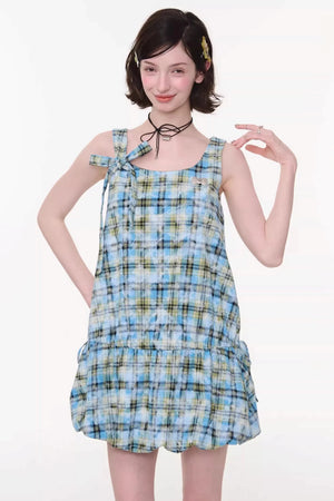 Lime Green Checkered Dress