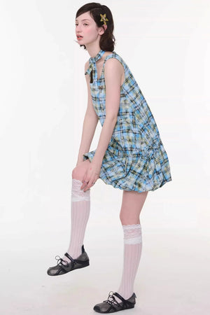 Lime Green Checkered Dress