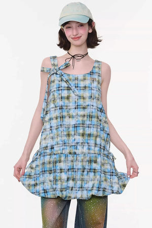 Lime Green Checkered Dress