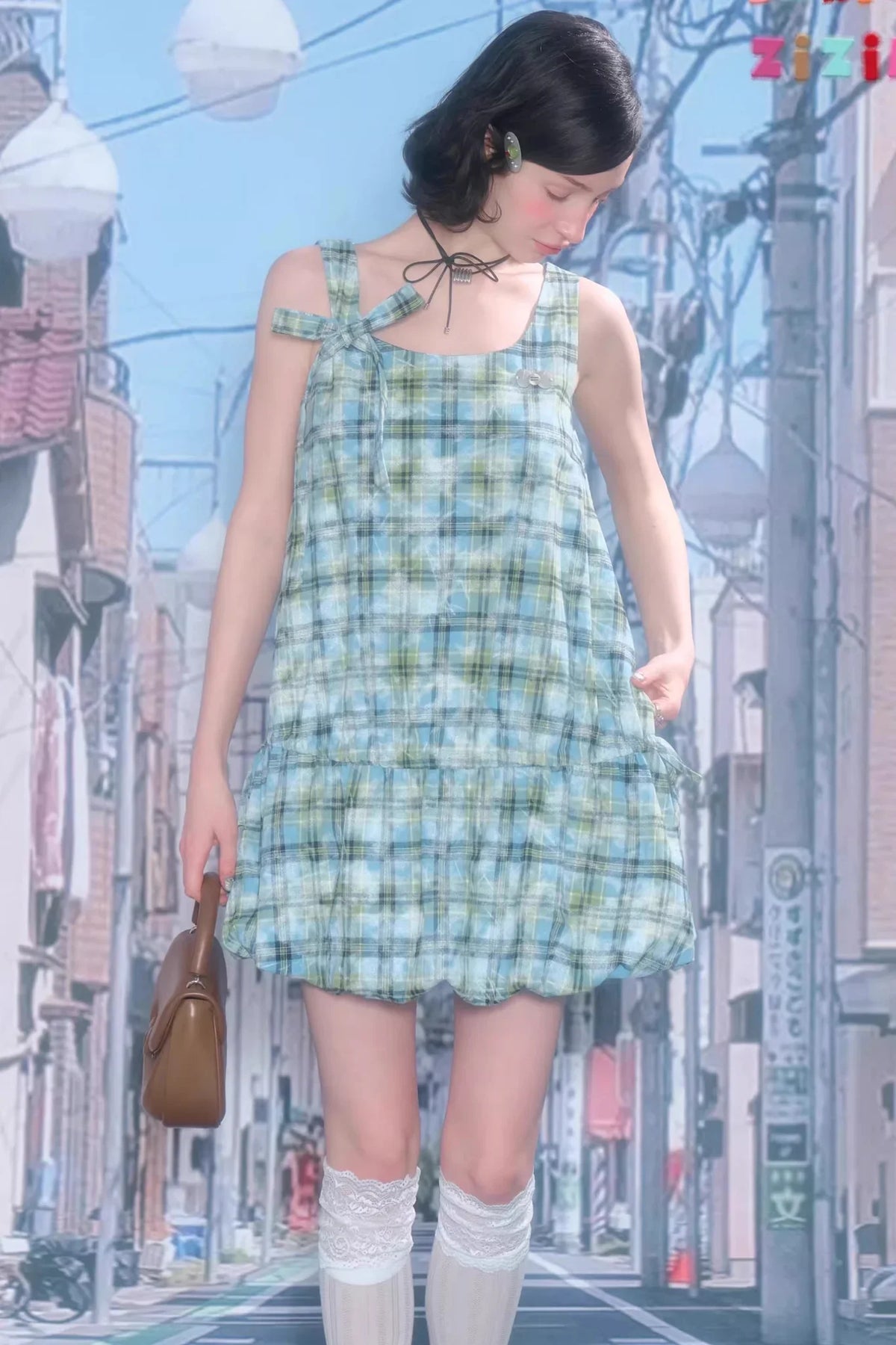Lime Green Checkered Dress