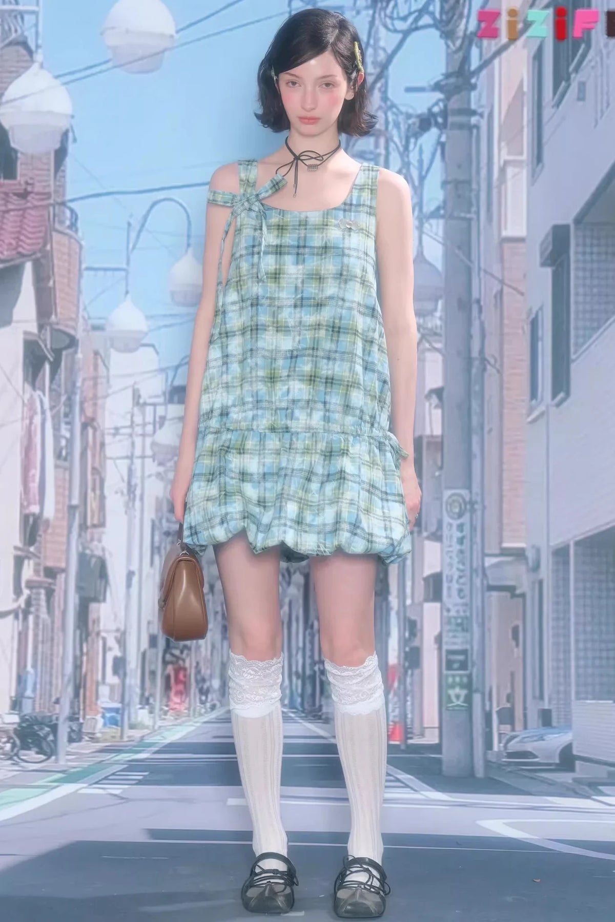 Lime Green Checkered Dress