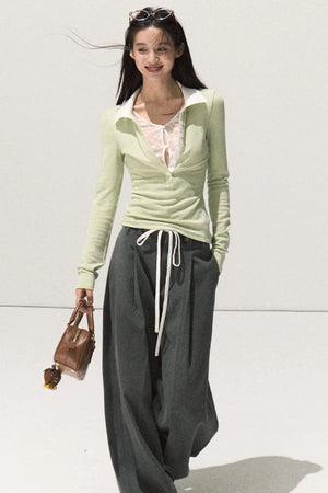 Linear Drape Slacks Pants