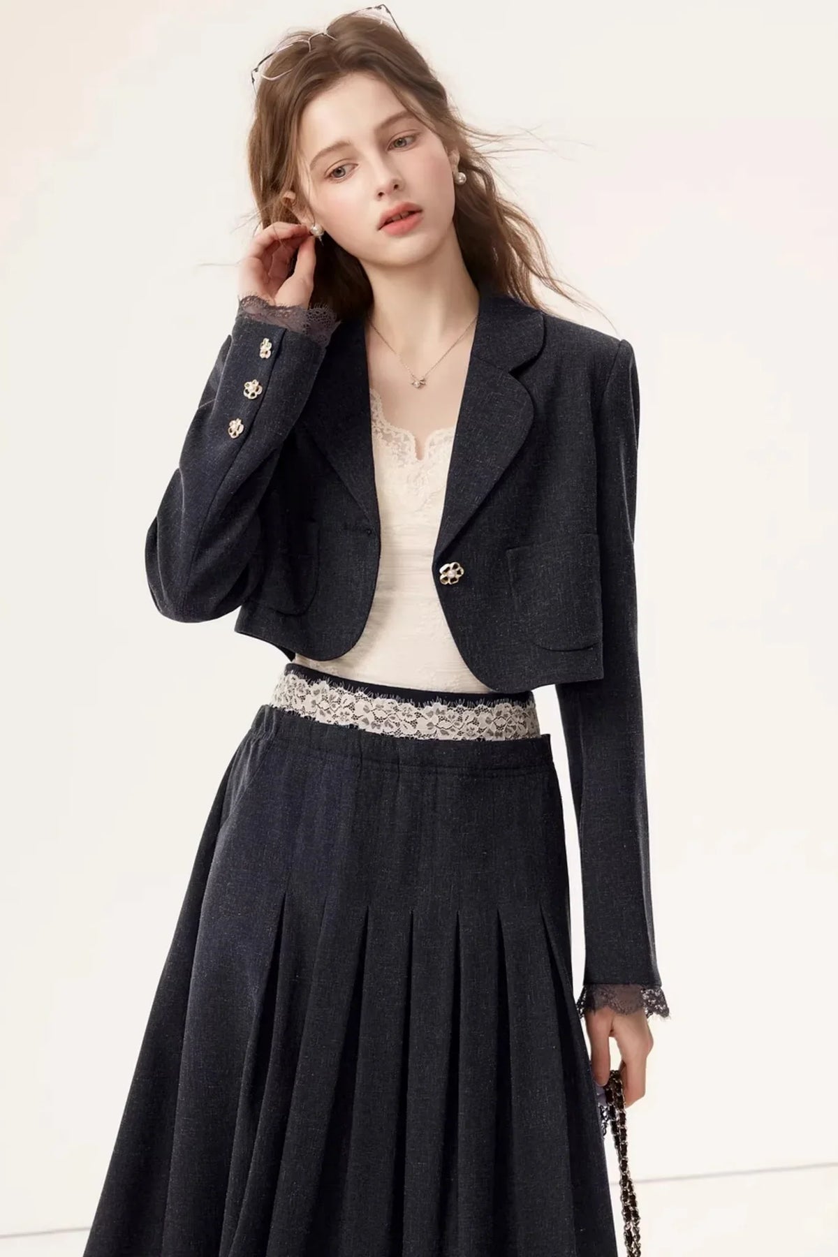 Linen Blazer Skirt Set-Up