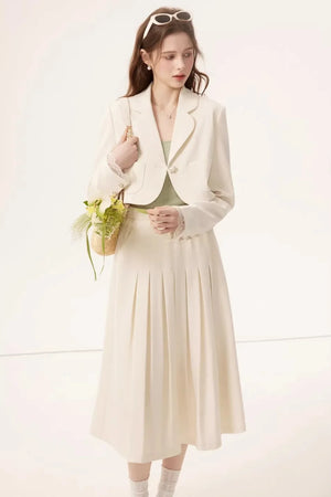 Linen Blazer Skirt Set-Up