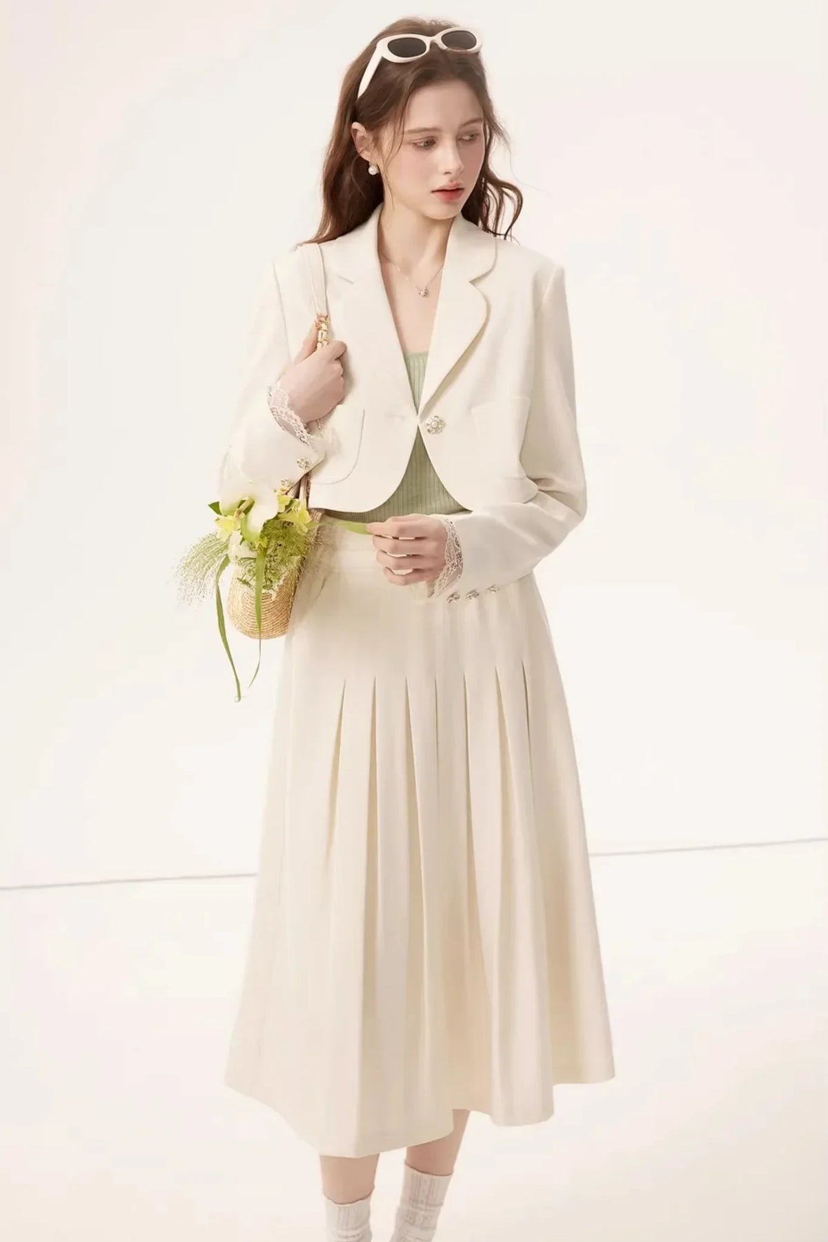 Linen Blazer Skirt Set-Up