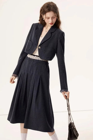 Linen Blazer Skirt Set-Up
