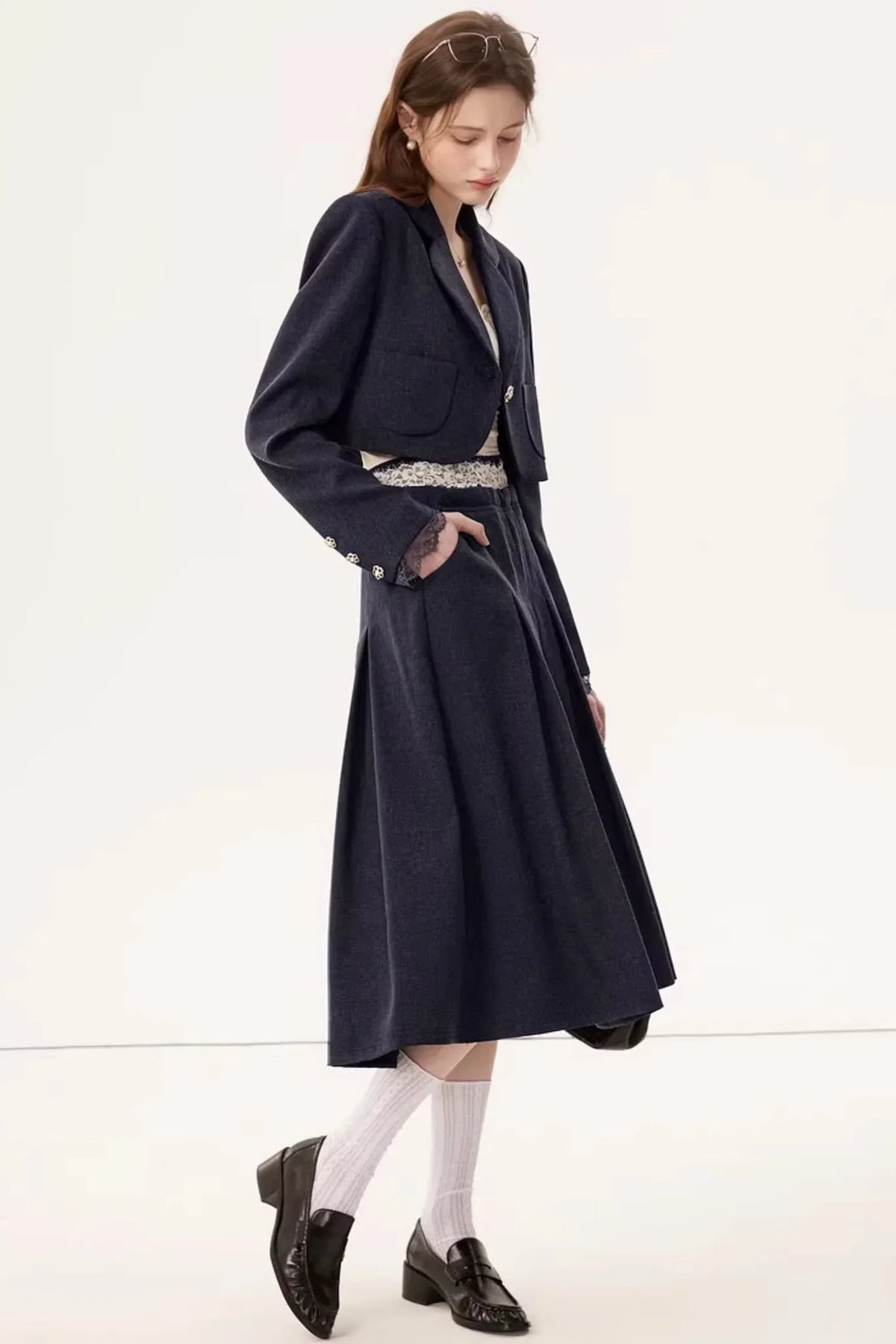 Linen Blazer Skirt Set-Up
