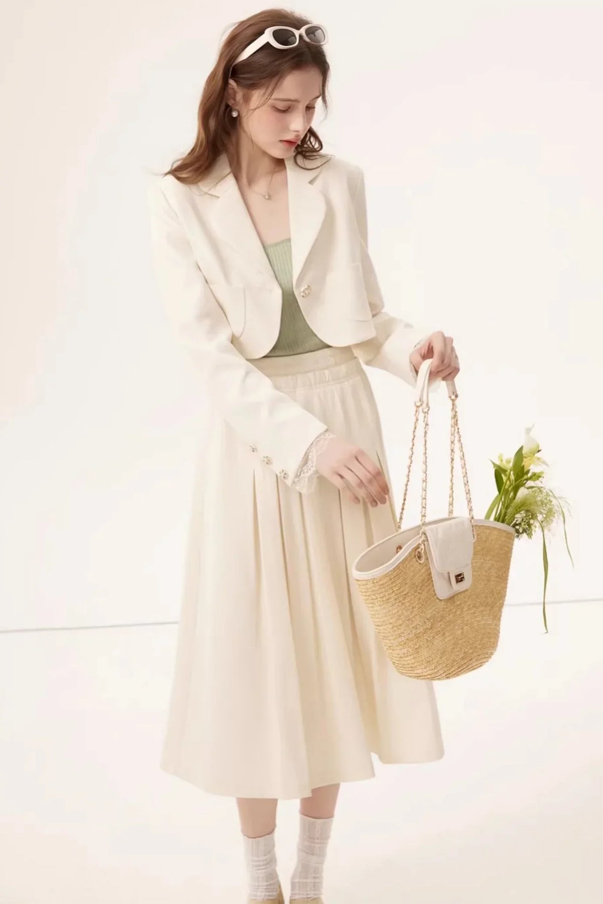 Linen Blazer Skirt Set-Up