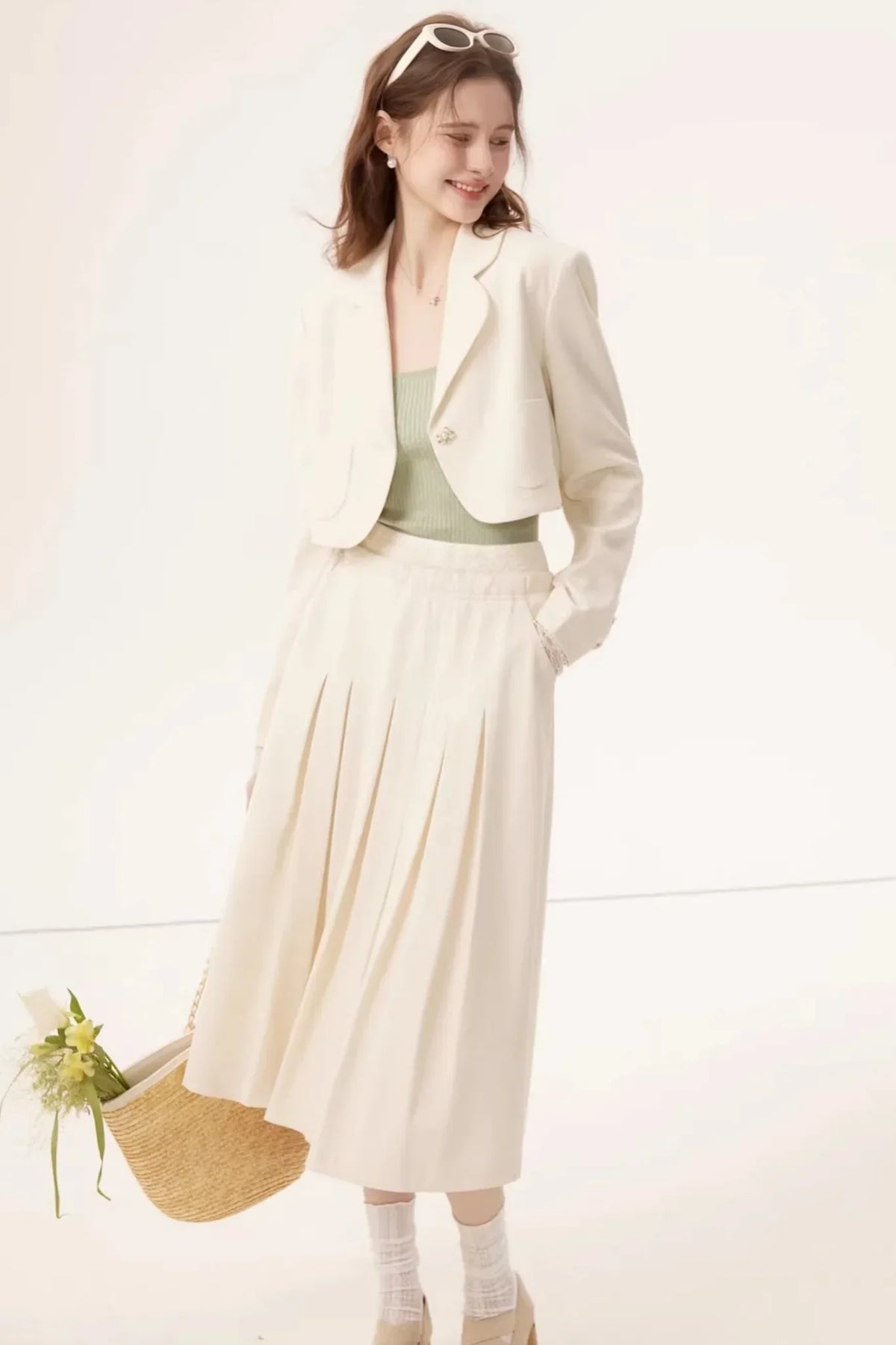 Linen Blazer Skirt Set-Up