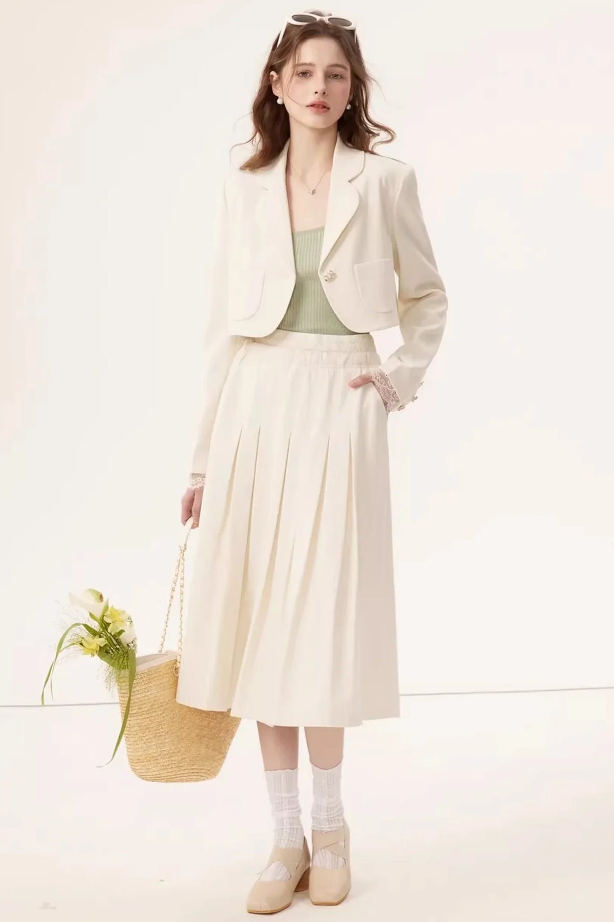 Linen Blazer Skirt Set-Up