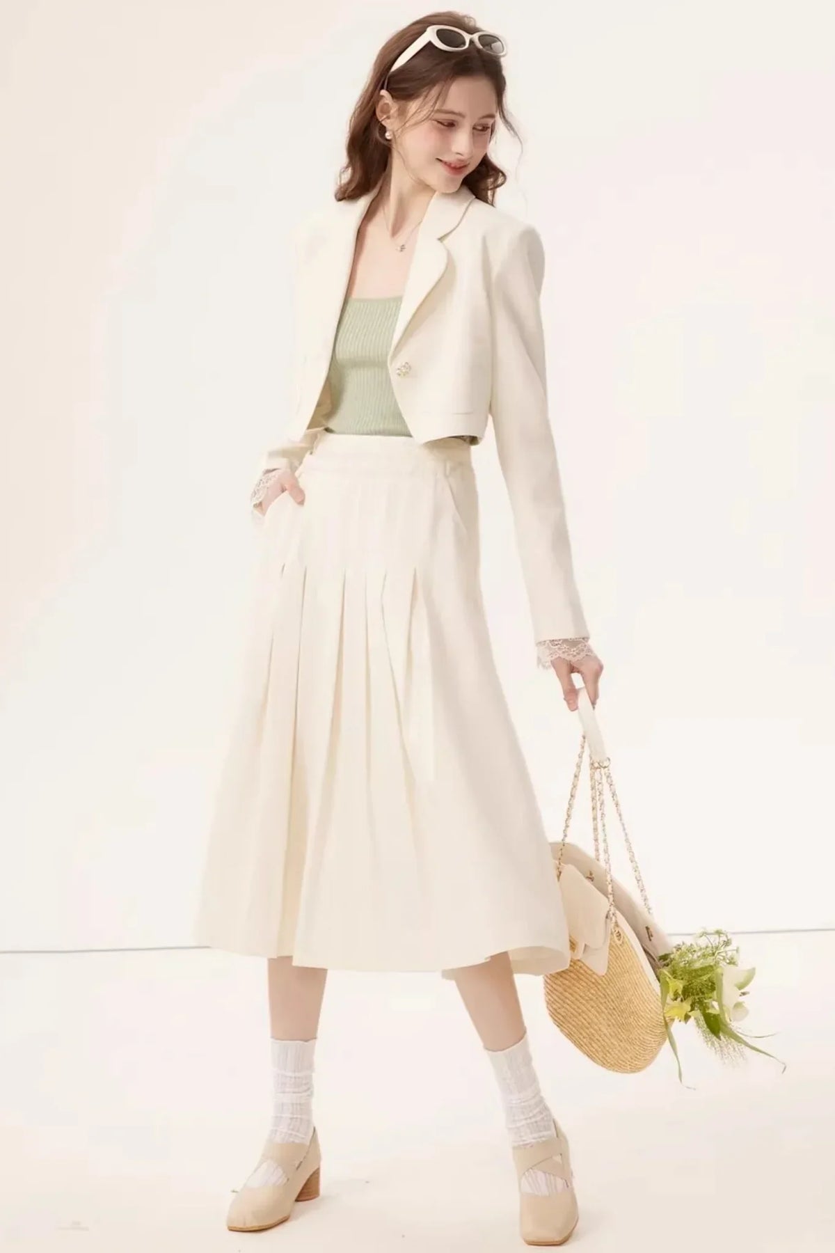 Linen Blazer Skirt Set-Up