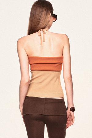 Linen Blend Halter Knit Top and Foldable Tube Top Set
