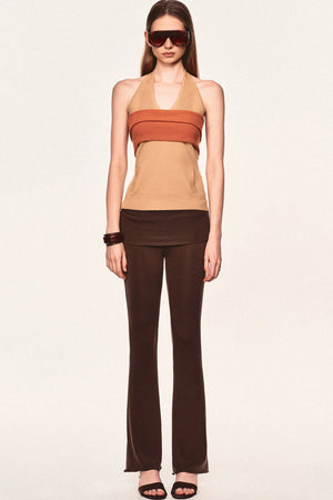 Linen Blend Halter Knit Top and Foldable Tube Top Set