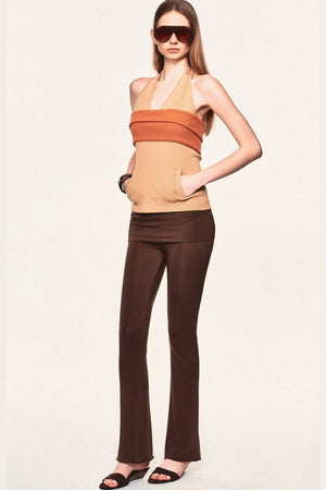 Linen Blend Halter Knit Top and Foldable Tube Top Set
