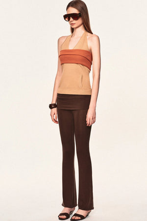 Linen Blend Halter Knit Top and Foldable Tube Top Set