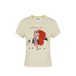 Linen Blend Retro Printed Top