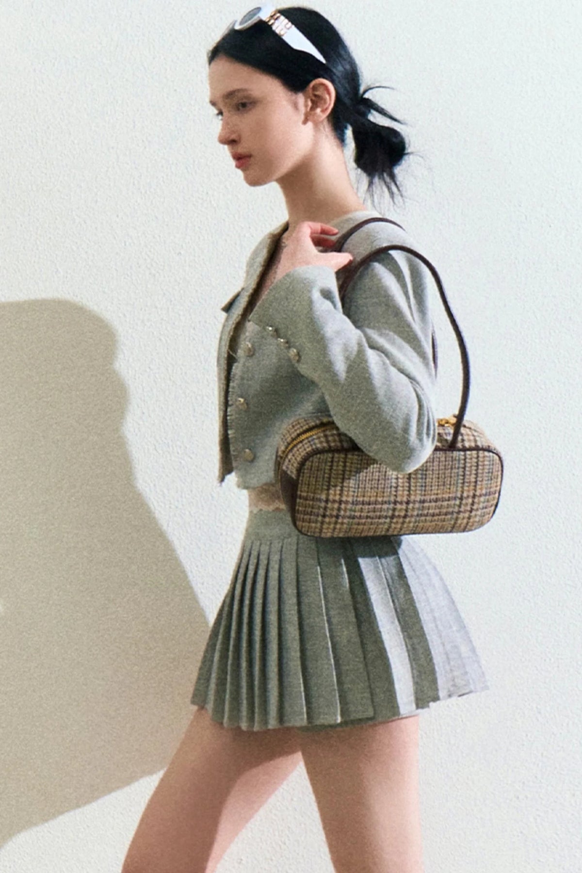 Linen Coat And Pleated Skirt Set-Up