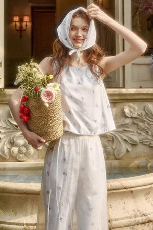 Linen Embroidered Blouse Set-Up