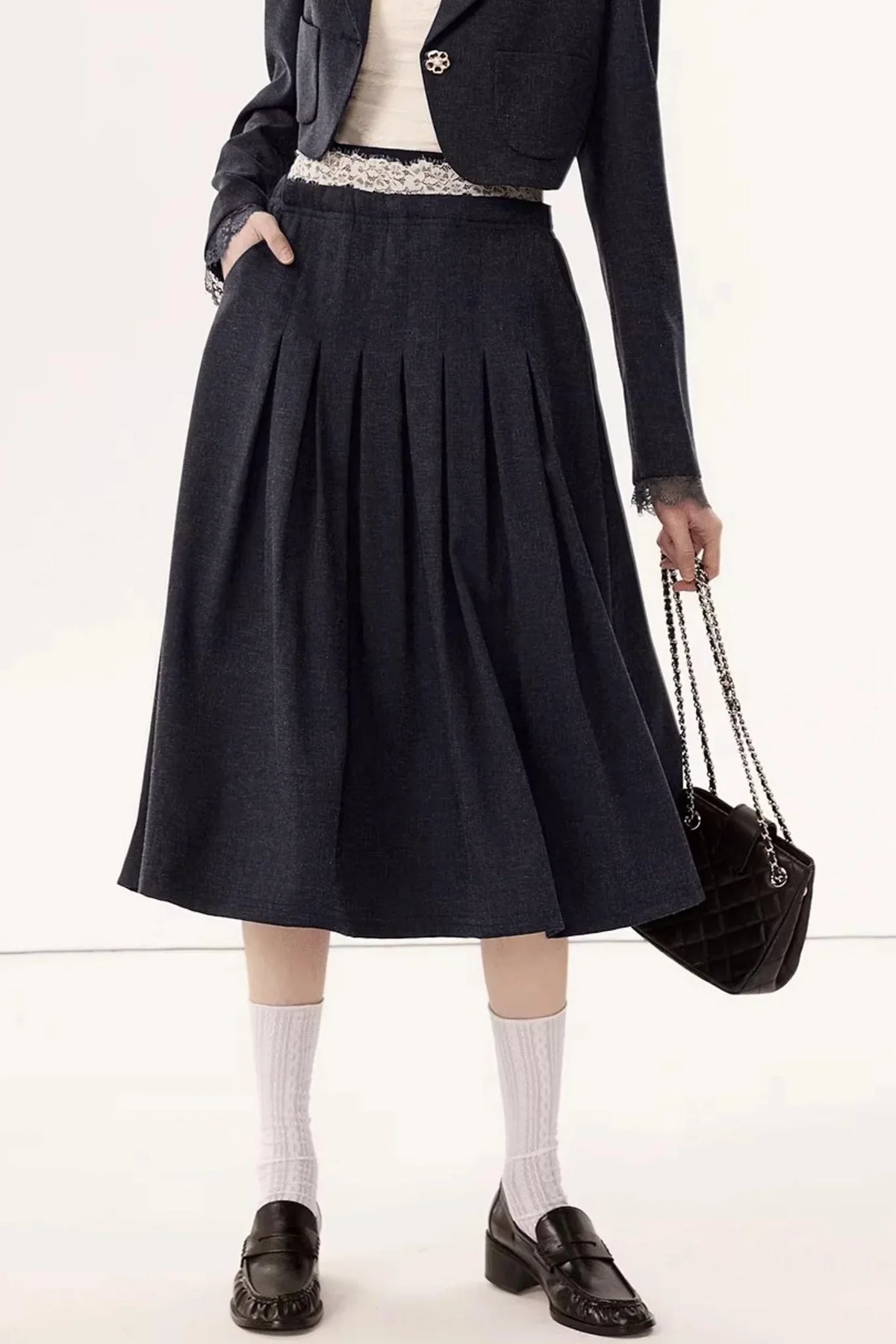 Linen Lace A-Line Skirt